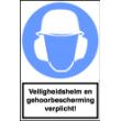 Pictogram helm en gehoorbescherming verplicht PVC zelfklevend rechthoek 200x300mm product photo