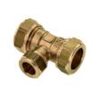 Knelkoppeling messing T-stuk verloop 3x knel 22x15x22mm product photo
