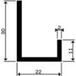 U-profiel aluminium 11x22x30x2.0mm product photo